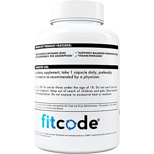 Fitcode Diindolylmethane DIM Supplement for Men - Advanced Dim 200mg Estrogen Blocker for Men with Dim Plus Bioperine for Enhanced Absorption - Testosterone Supplement for Men for Estrogen Balance