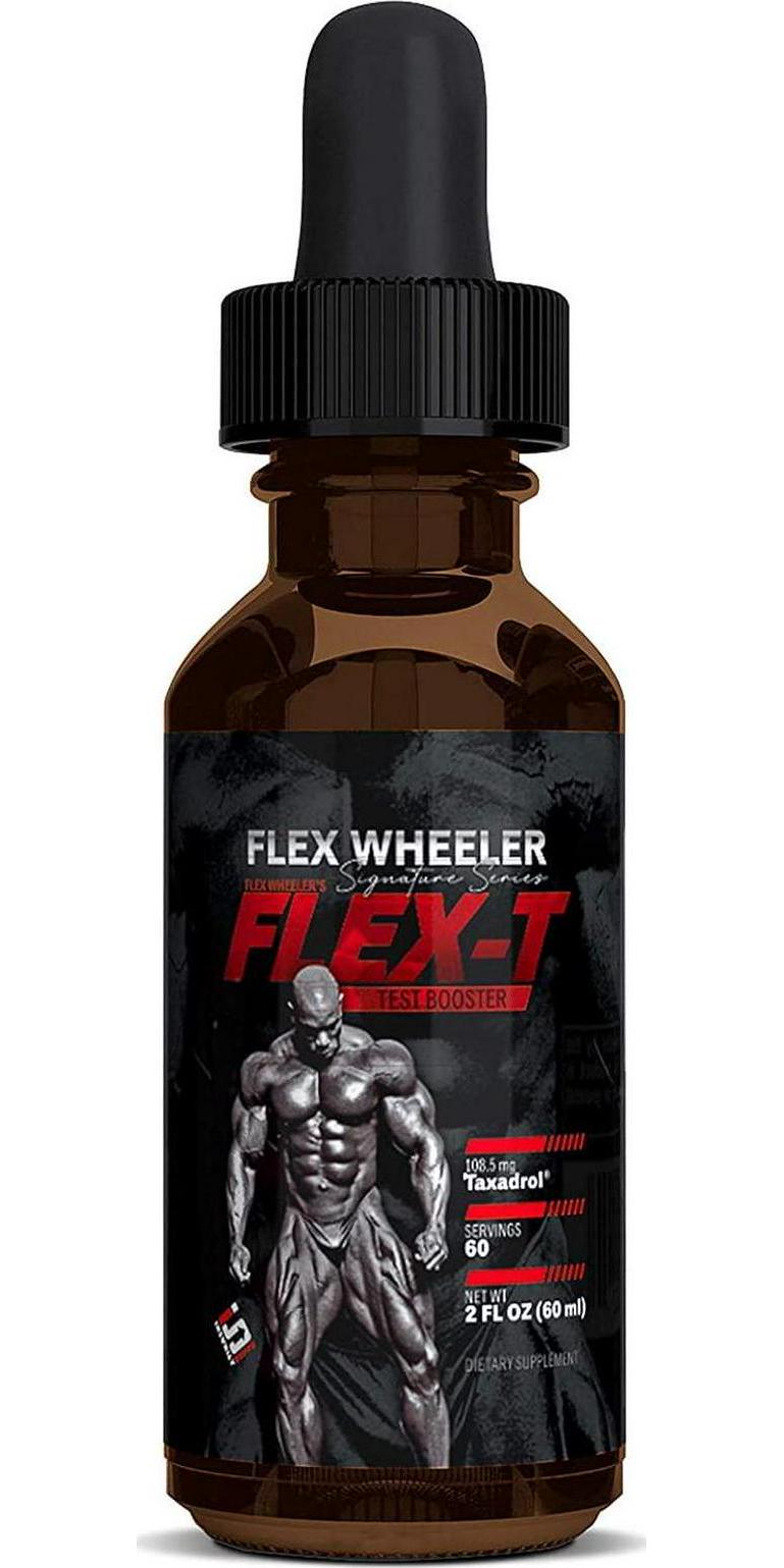 Flex Wheeler Signature Series Flex-T Testosterone Booster for Men, Male with Taxadrol - Preworkout Bodybuilding Supplement for Extra Energy, Strength and Performance - Liquid Test Booster - 60 Servings