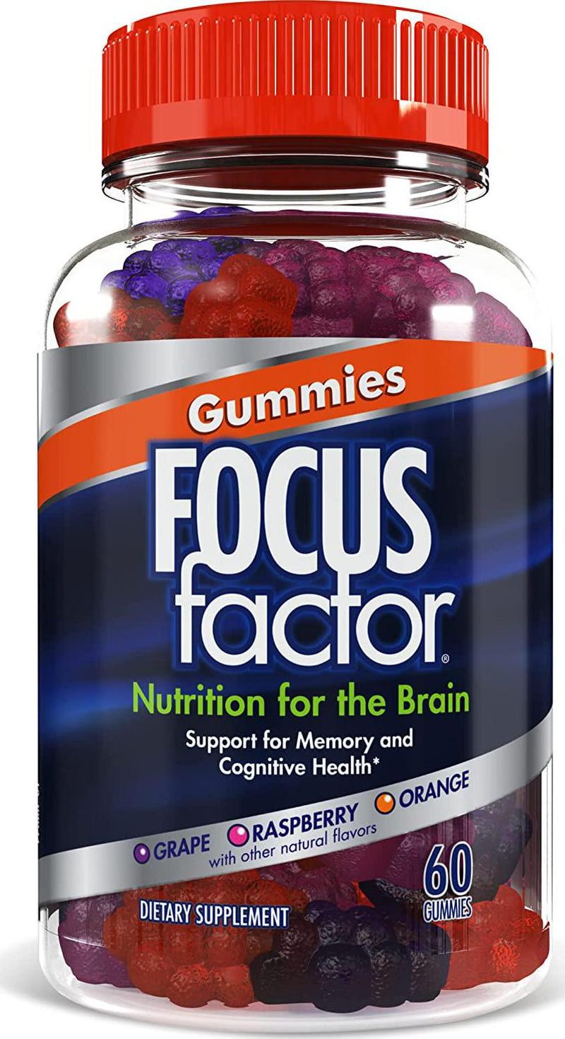 Focus Factor Nootropic Gummies - Memory Supplement for Brain, Phosphatidylserine, Bacopa, Huperzine A (60 Count)