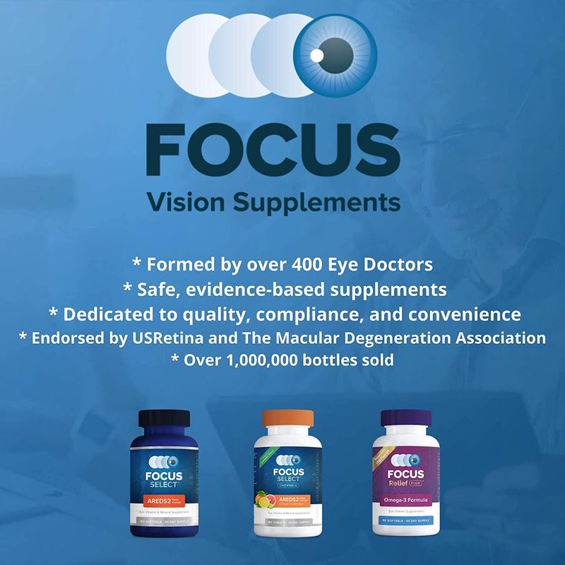 Focus SelectÂ AREDS2 Based Eye Vitamin-Mineral Supplement - AREDS2 Based Supplement for Eyes (180 ct. 90 Day Supply) - AREDS2 Based Low Zinc Formula - Eye Vision Supplement and Vitamin