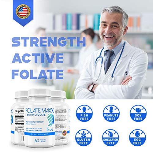 FolateMaxx L-Methylfolate 15 mg 60 Capsules Active Folate Non-GMO Methyl Folate, 5-MTHF