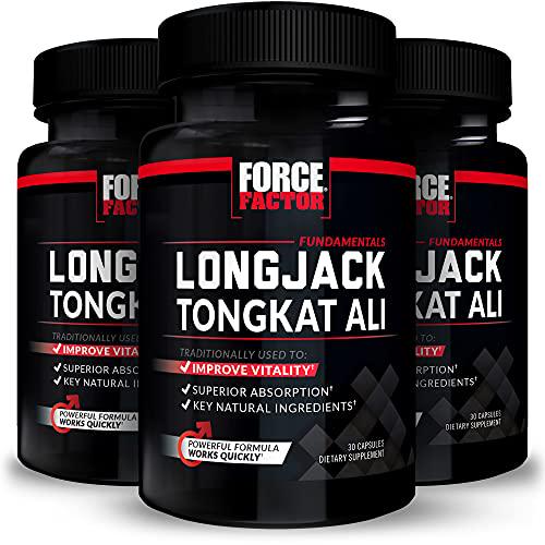 Force Factor Longjack Tongkat Ali for Men, 3-Pack, Longjack Tongkat Extract to Support Male Vitality and Improve Drive, Capsules with Superior Absorption and Key Natural Ingredients, 90 Capsules