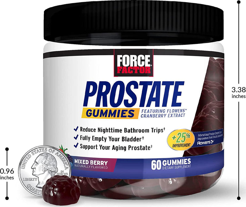 Force Factor Prostate Gummies, Saw Palmetto and Beta Sitosterol Supplement for Men, Reduce Nighttime Bathroom Trips, Fully Empty Your Bladder and Support Your Aging, White, 60 Count