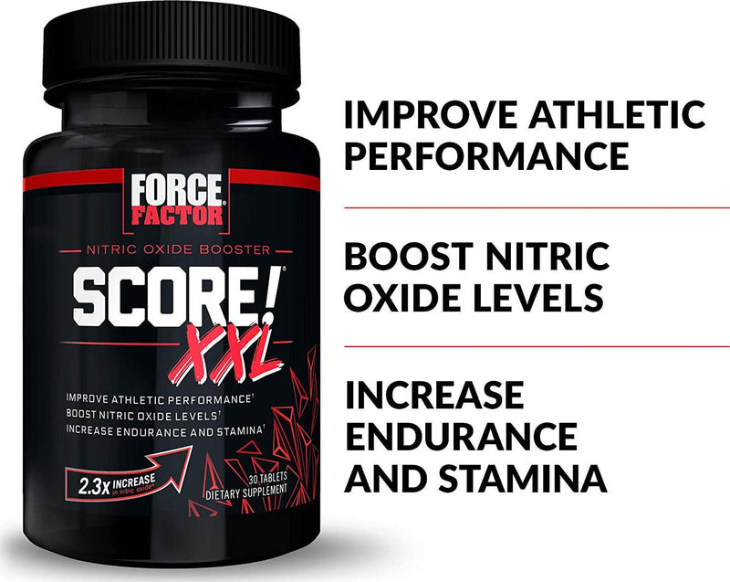 Force Factor SCORE! XXL, Nitric Oxide Booster For Men, Support Blood Flow and Muscle Growth with L-Citrulline, Tribulus, Extended Release Caffeine, 30 Count