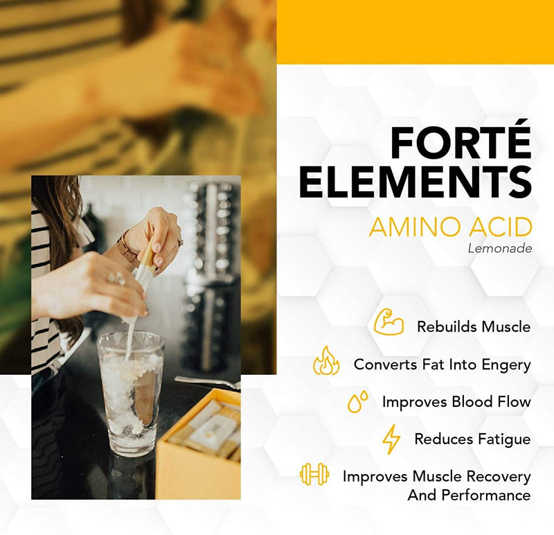 Forte Amino Acid Supplement Powder Physician Formulated Blend of Glutamine, Arginine, Lysine, Taurine and Serine Supports Intense Exercise and Trauma Recovery (Lemonade Flavor 30 Servings)