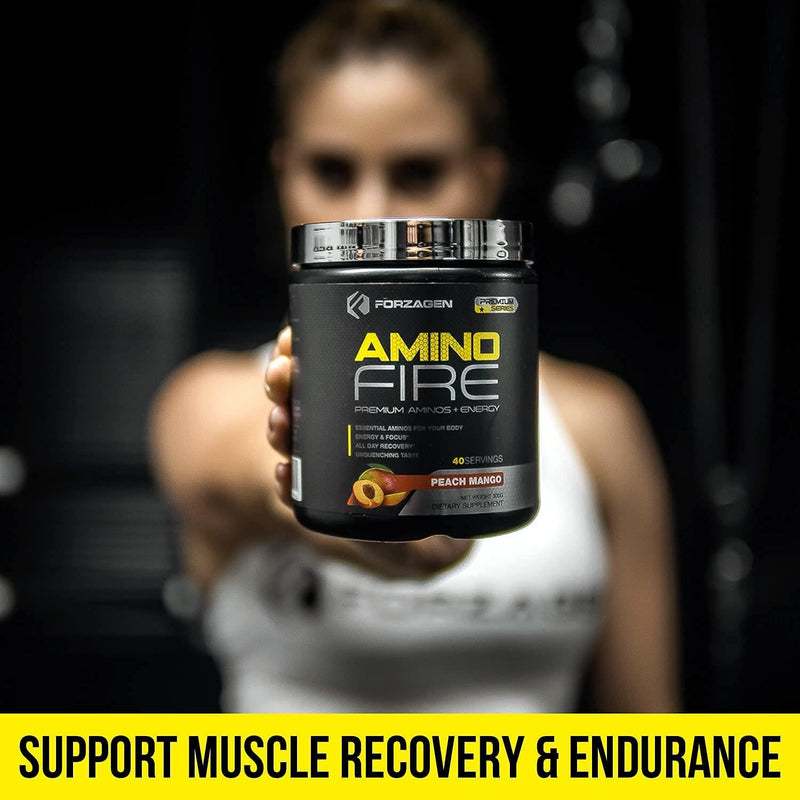 Forzagen Amino Fire 40 Servings, Energy Blend with BCAAS (Peach Mango)