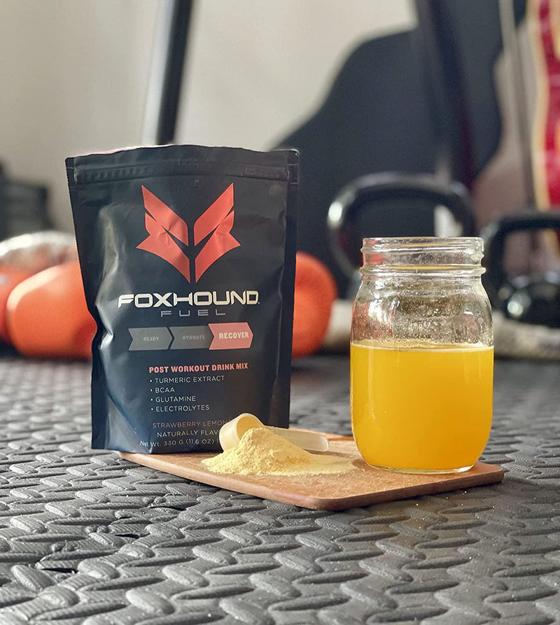 Foxhound Fuel Post Workout Drink | Recover | Strawberry Lemonade | 5G BCAA, 2G L-Glutamine, Turmeric + Black Pepper, Electrolytes | 22 Servings