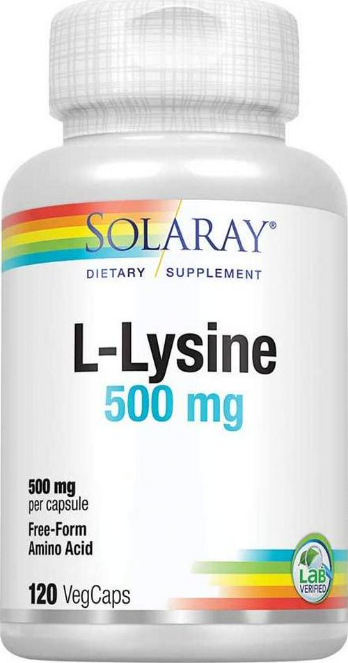 Free-Form L-Lysine 500mg Solaray 120 VegCaps