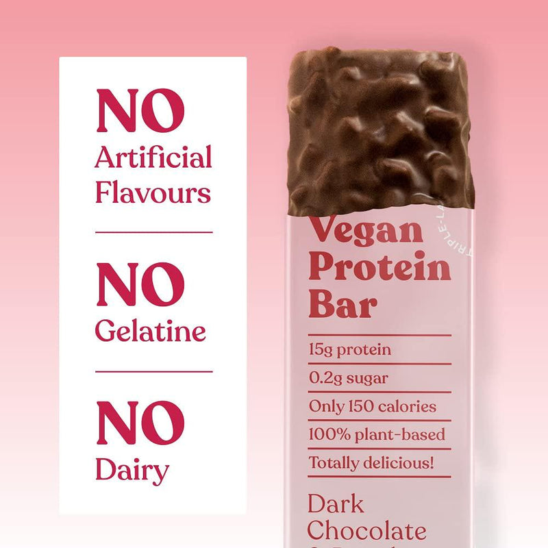Free Soul Vegan Protein Bar, High Protein, Low Sugar, Dairy Free Chocolate Coated Plant Based Snack with Gooey Core (12 x 50g) (Dark Chocolate and Raspberry)