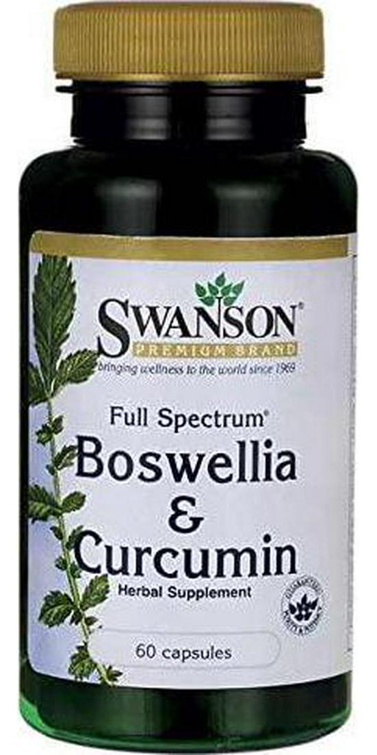 Full Spectrum Boswellia and Curcumin 120 Caps Made in USA by Swanso 2 Bottles of 60 Caps