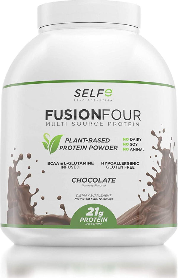 FusionFour Formerly NitroFusion Plant Based Protein Powder - Vegan Protein - Soy, Dairy and Gluten Free - Chocolate - 5lbs