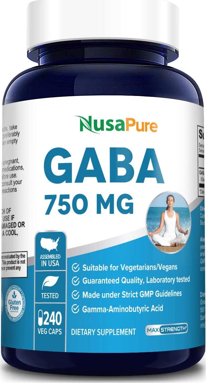 GABA 750 mg 240 Vegetarian caps (Non-GMO and Gluten-Free)