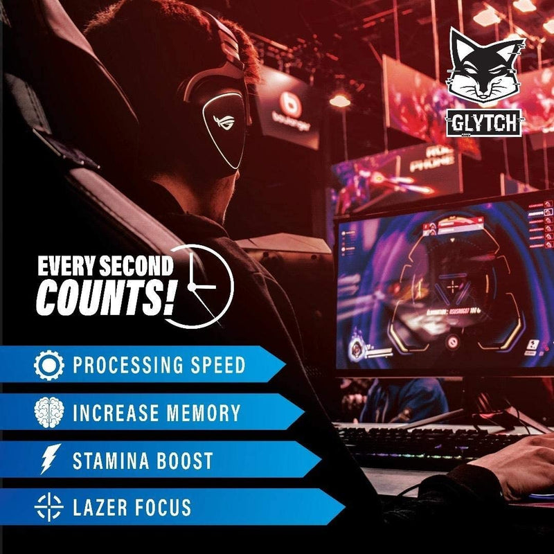 GLYTCH Gaming Energy Supplement Powder | Gamer and Esports Drink Mix for Increased Focus, Stamina, Memory, and Processing Speed | Sugar Free with Vitamins (Blood Orange Flavor - 40 Servings)