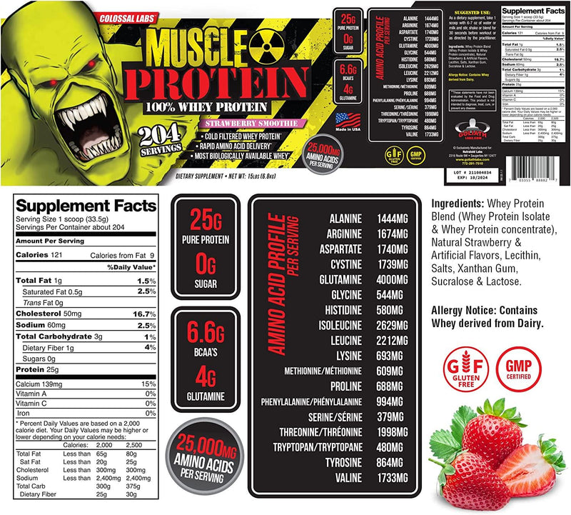 GL Colossal Labs Monster Muscle Protein (12 Pound (Pack of 1), Strawberry)