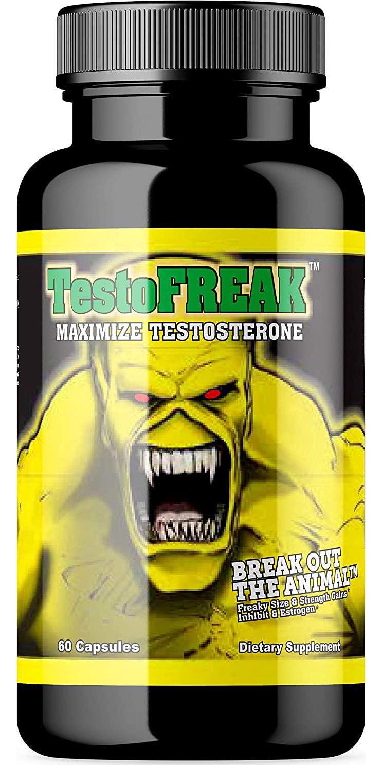 GL TestoFREAK - 100% Natural Testosterone Booster for Size and Strength Gains - Inhibits DHT and Estrogen - Supports Muscle Growth and Recovery - Stimulant Free Made in The U.S.A. Supplement