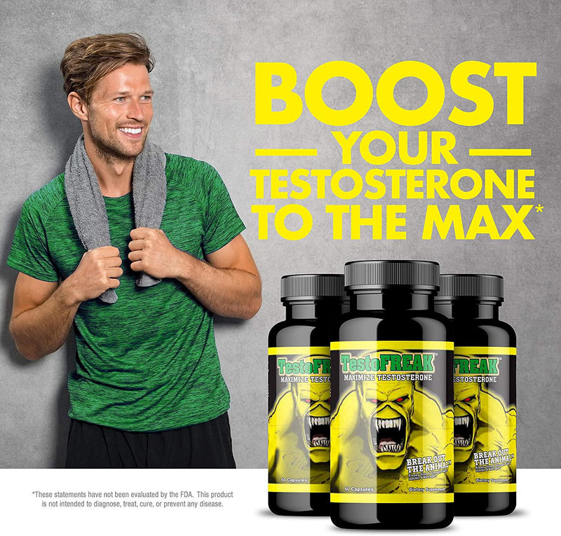 GL TestoFREAK - 100% Natural Testosterone Booster for Size and Strength Gains - Inhibits DHT and Estrogen - Supports Muscle Growth and Recovery - Stimulant Free Made in The U.S.A. Supplement