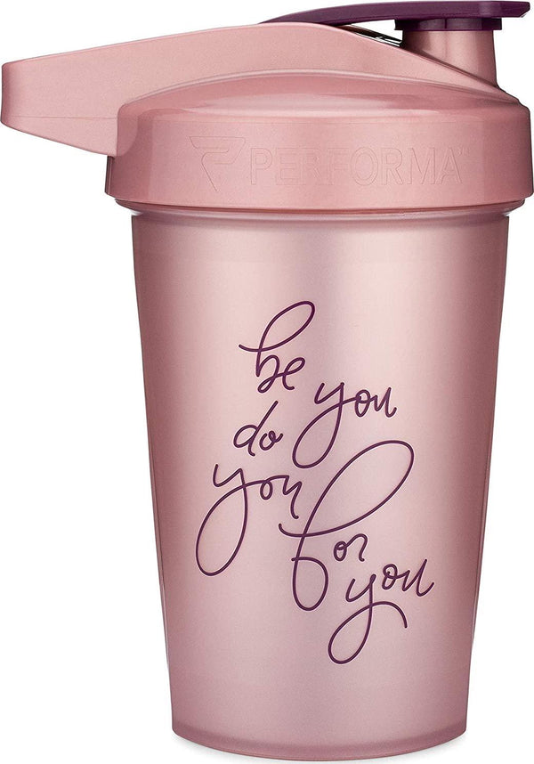 GOMOYO 20-Ounce Shaker Bottle with Action-Rod Mixer | Shaker Cups with Motivational Quotes | Protein Shaker Bottle is BPA Free and Dishwasher Safe | Be You Do You - Rose