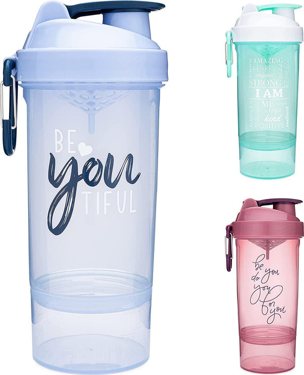 GOMOYO Love Life on BlenderBottle Brand ProStak Shaker Cup, 22-oz. Protein Shaker Bottle with BlenderBall Whisk and 2 Twist n' Lock Attachable containers