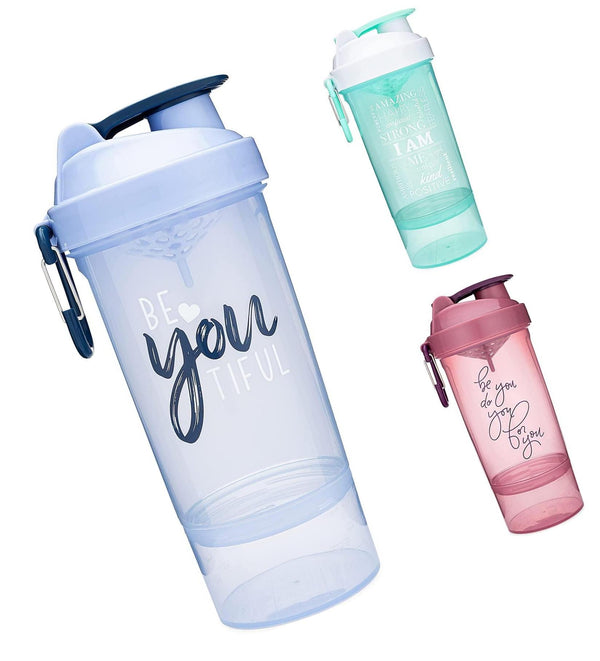 GOMOYO Love Life on BlenderBottle Brand ProStak Shaker Cup, 22-oz. Protein Shaker Bottle with BlenderBall Whisk and 2 Twist n&#039; Lock Attachable containers