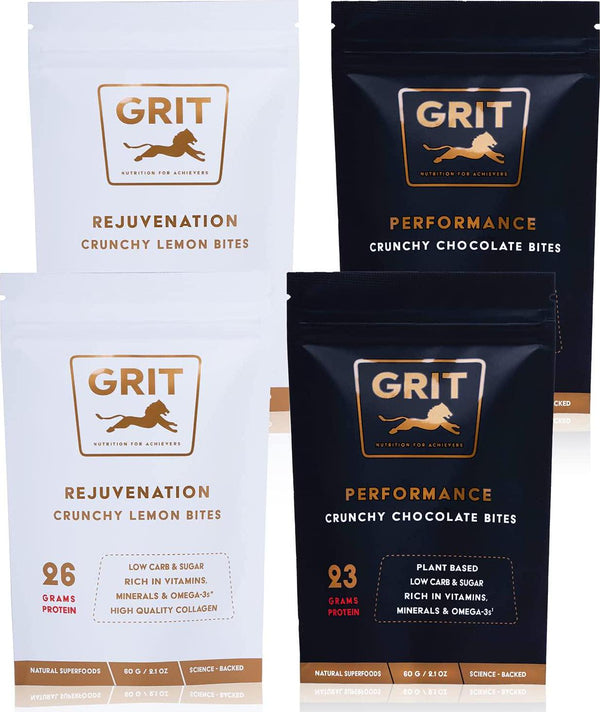 GRIT Superfoods | Sampler Pack | Keto Protein Bites with Healthy Superfoods, Herbs, Veggies, and Science-Backed Supplements | Nutrient Rich, Vegan and Gluten Free, Soy Free, Non-GMO (4 Pack)