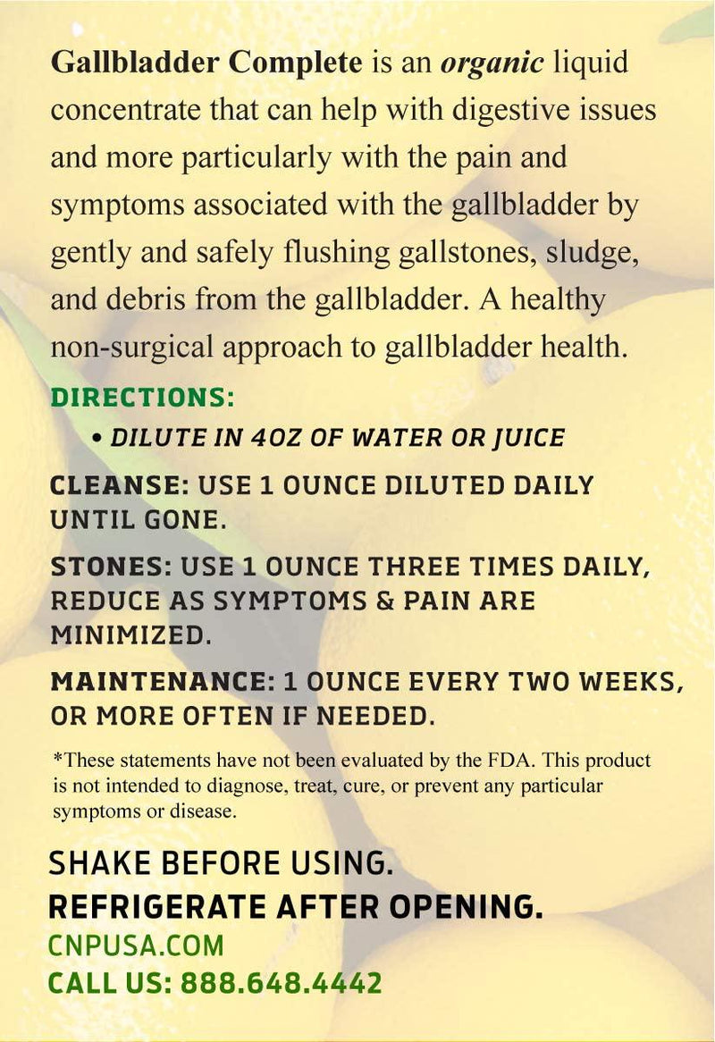 Gallbladder Complete 8oz Organic Liquid Concentrate - Digestive Vinegar Bitters Supplement