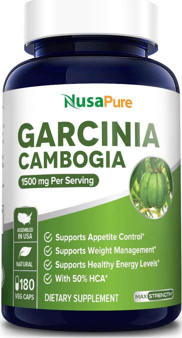 Garcinia Cambogia 180 Veggie Caps 1500mg (Vegetarian, Natural, Non-GMO and Gluten Free)