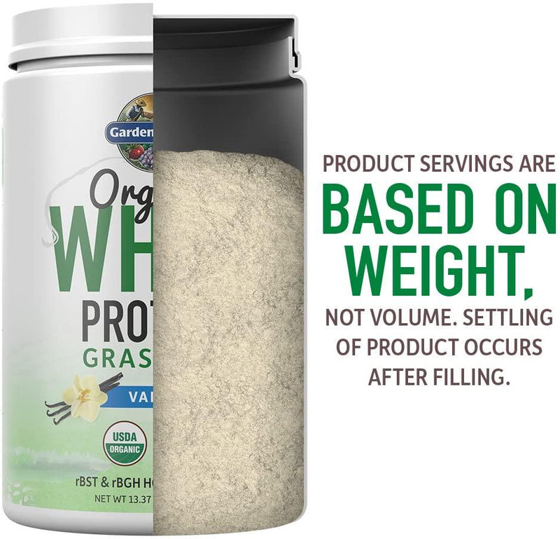Garden of Life Certified Organic Grass Fed Whey Protein Powder - Vanilla, 12 Servings - 21g California Grass Fed Protein Plus Probiotics, Non-GMO, Gluten Free, RBST and rBGH Free, Humane Certified