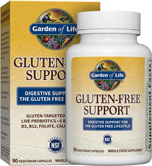 Garden of Life Gluten Free Support - Vegetarian Digestive Enzymes for Gluten and Dairy Support, 90 Capsules