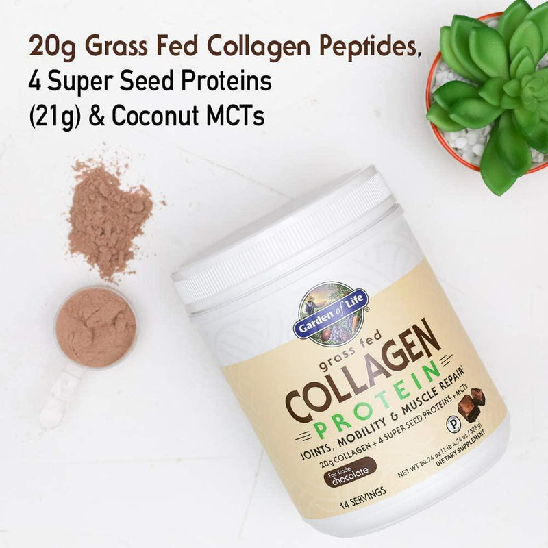 Garden of Life Grass Fed Collagen Protein Powder - Vanilla, 14 Servings, Collagen Powder for Joints Mobility Muscle Repair, Collagen Peptides, Super Seeds Coconut MCTs, Hydrolyzed Collagen Supplement