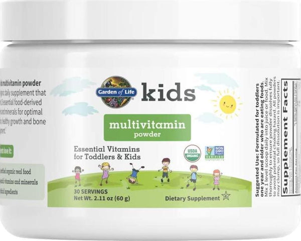 Garden of Life Kids Daily Multivitamin Powder for Toddlers and Kids, Organic, Non-GMO and Gluten Free, 15 Essential Vitamins, Minerals for Healthy Growth, 2.11 Oz