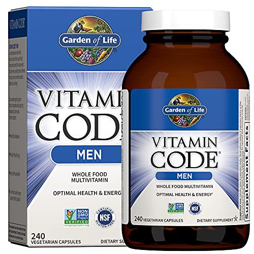 Garden of Life Vitamin Code Whole Food Multivitamin for Men - 240 Capsules, Vitamins for Men, Fruit Veggie Blend and Probiotics for Energy, Heart, Prostate Health, Vegetarian Mens Multivitamins