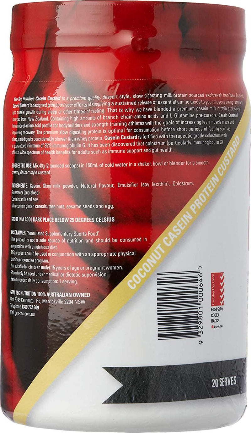 Gen-Tec Nutrition Casein Custard Coconut Powder, 800 Grams