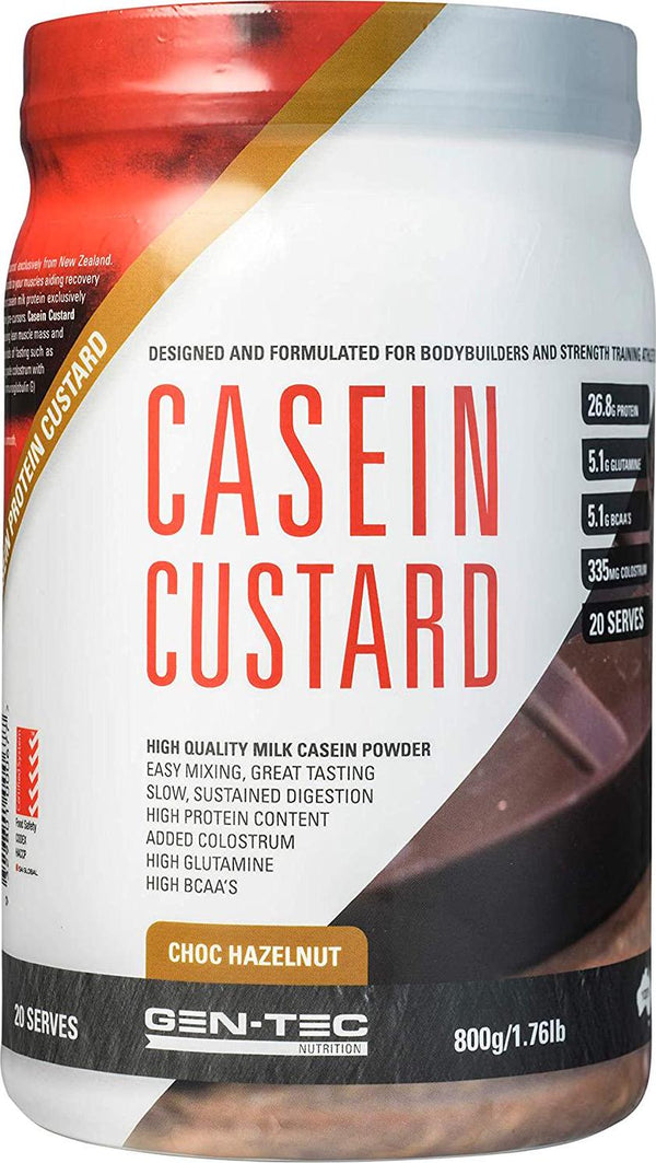 Gen-Tec Nutrition Casein Custard Chocolate Hazelnut Powder, 800 Grams