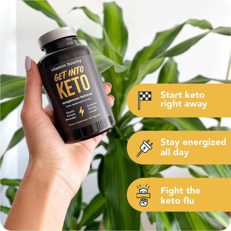 Get Into Keto Premium Ketones, Keto Pills, Supports Ketosis, Made in USA - Vitamin Bounty