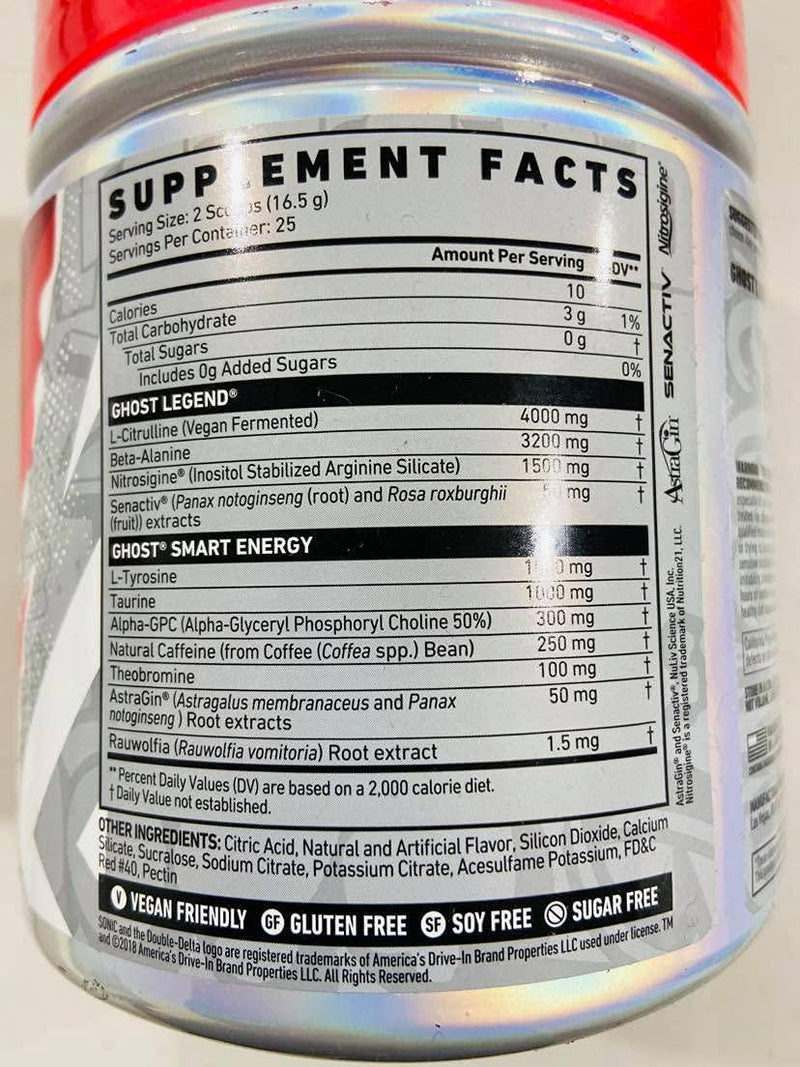 Ghost Legend v2 25 Servings Pre Workout Supplement - Sonic Cherry Limeade Flavor - 1 Container