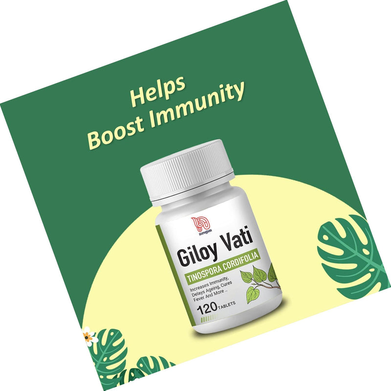 Giloy Vati 120 Tablets a Bottle I Immune Support, Good for Digestion I Pure Essence of Giloy Plant I Safe and Effective