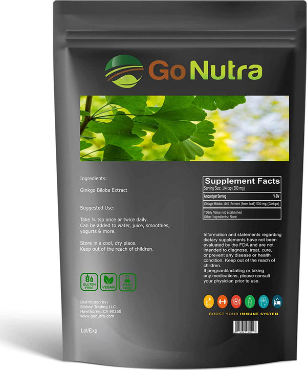 Ginkgo Biloba Extract Powder 10:1 Extra Strength Supports Brain and Memory Ginkgo Leaf | 8 oz.
