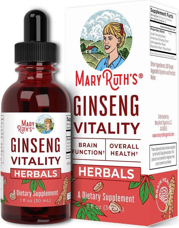 Ginseng Vitality Liquid Adaptogens by MaryRuth's | Organic Adaptogen Supplements to Support Your Mind and Body | Adaptogen Blend Contains Ginseng Root, Ashwagandha, Eleuthero and Maca