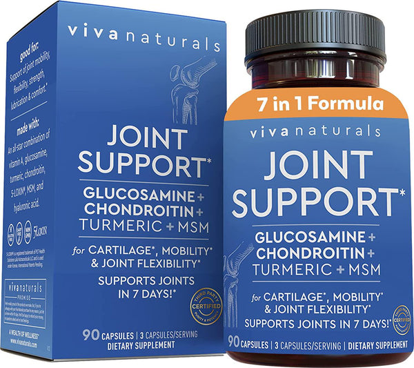 Glucosamine Chondroitin MSM Joint Supplement - with Turmeric, Boswellia and Hyaluronic Acid for Joint Support, Mobility, Flexibility and Comfort (90 Non-GMO and Gluten Free Capsules)