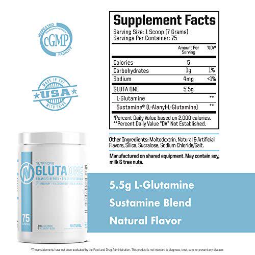 GlutaOne L-Glutamine Powder by NutraOne Post Workout Recovery Supplement (75 Servings)