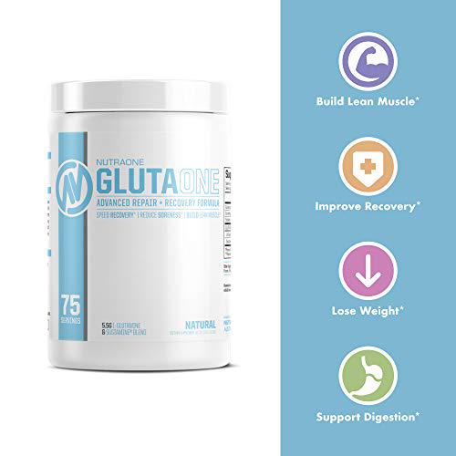 GlutaOne L-Glutamine Powder by NutraOne Post Workout Recovery Supplement (75 Servings)