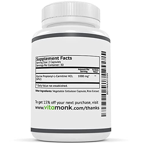 GlycoTrax - High Absorption GPLC Supplement - No Artificial Fillers - GPLC Glycine Propionyl-L-Carnitine Capsules by Vitamonk - Supplements to Support Healthy Blood Flow - 60 Capsules