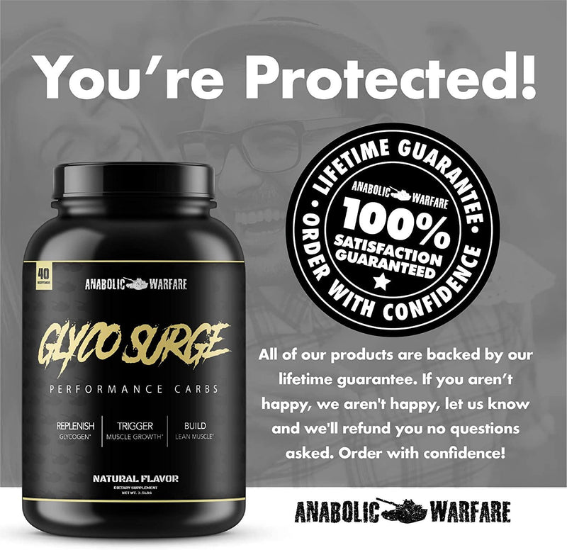 Glyco Surge Glycogen Supplement by Anabolic Warfare – Performance Carbs to Help Lean Muscle Growth, Post Workout Recovery and Endurance* (Natural – 30 Servings)