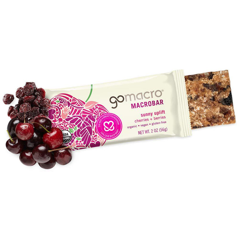GoMacro MacroBar Organic Vegan Snack Bars Cherries + Berries 2 Ounce Bars (Pack of 12)