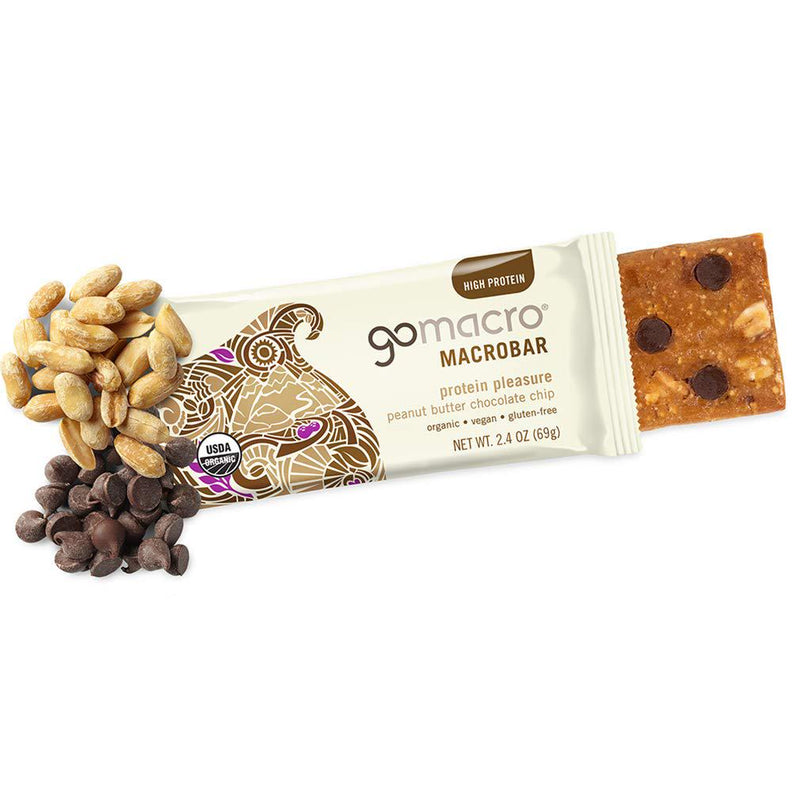 GoMacro MacroBar Organic Vegan Protein Bars - Peanut Butter Chocolate Chip (2.4 Ounce Bars, 12 Count)