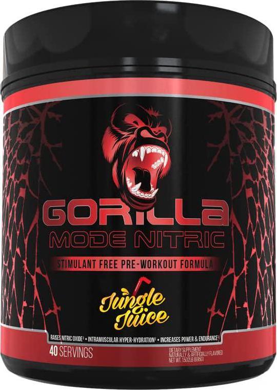 Gorilla Mode Nitric Stimulant Free Pre-Workout Best Tasting and Most Effective Stimulant Free Pre-Workout / Massive Pumps · Vasodilation · Power / 710 Grams (Jungle Juice)