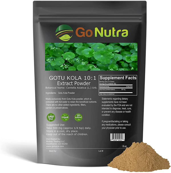 Gotu Kola 10:1 Extract Powder (8 oz), Centella Asiatica | Gluten Free and Non-GMO | Ayurvedic Herbal Supplement