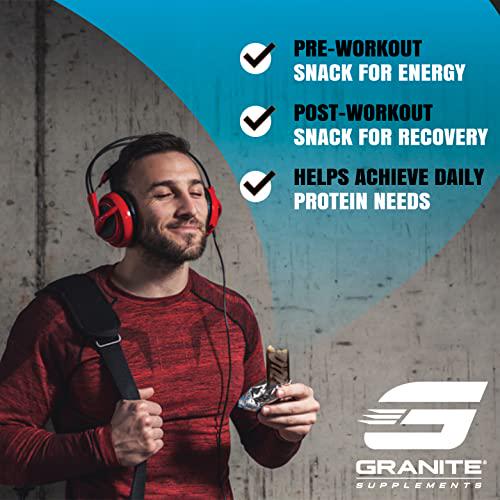 Granite Protein Bars - Box of 12 High Protein Bars | Excellent Source of Fiber, Peanut Butter based with Delicious Flavors | Pre-Workout Snack for Energy, Post-Workout Snack for Recovery (Cookies 'n Cream)