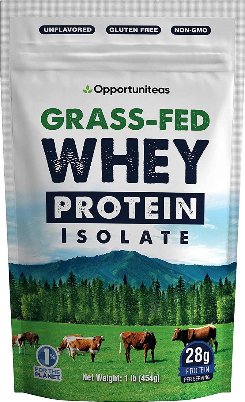 Grass Fed Whey Protein Powder Isolate - Unflavored - Low Carb Keto and Paleo Diet Friendly - Pure Grass-Fed Protein for Shakes, Smoothies, Drinks and Recipes- Non GMO and Gluten Free - 1 Pound
