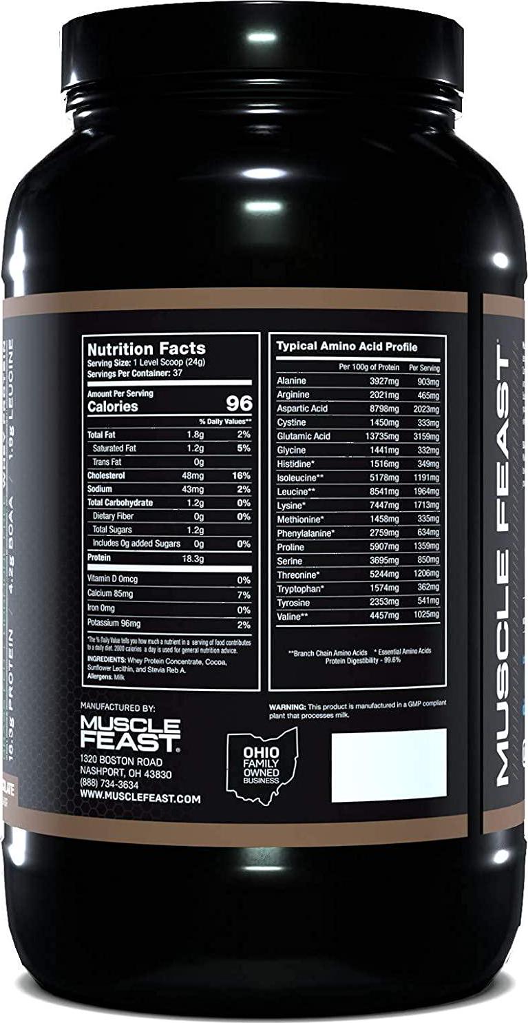 Grass Fed Whey Protein Concentrate by Muscle Feast | Hormone Free and Kosher Certified (2 lbs, Chocolate)